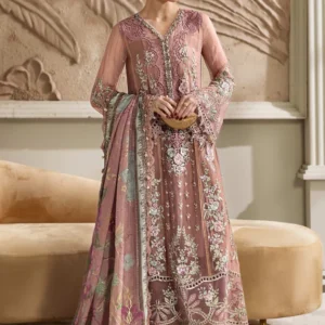 Luxury Maria B Embroidered Chiffon MPC-25-105-Tea Pink