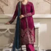 Maria B Luxury Embroidered Chiffon MPC-25-102-Magenta