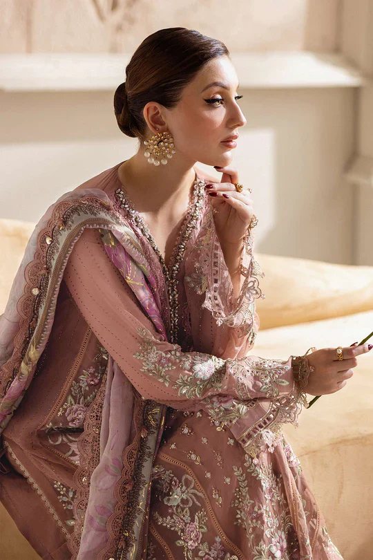 Luxury Maria B Embroidered Chiffon MPC-25-105-Tea Pink