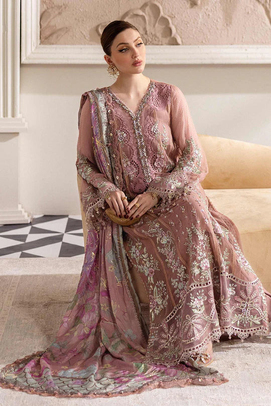 Luxury Maria B Embroidered Chiffon MPC-25-105-Tea Pink