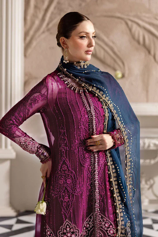 Maria B Luxury Embroidered Chiffon MPC-25-102-Magenta